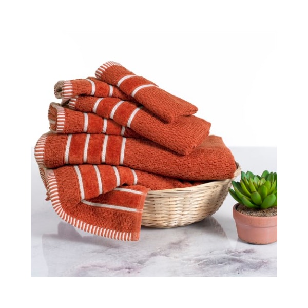 Hastings Home Combed Cotton 6-piece Set with 2 Bath Towels, 2 Hand Towels and 2 Washcloths, Brick Orange 344565CBZ - main